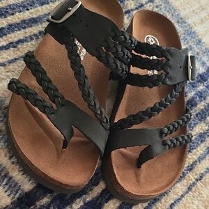 White Mountain Black Braided Sandals